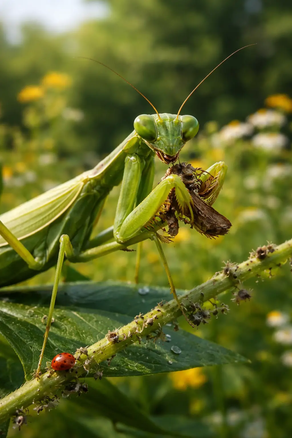 Belalang sembah (Mantis) sebagai contoh kontrol biologis alami dalam ekosistem[cite: 1].